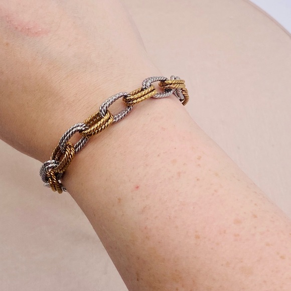 EUC Silver & Gold Plated Double Link Bracelet - Picture 1 of 16